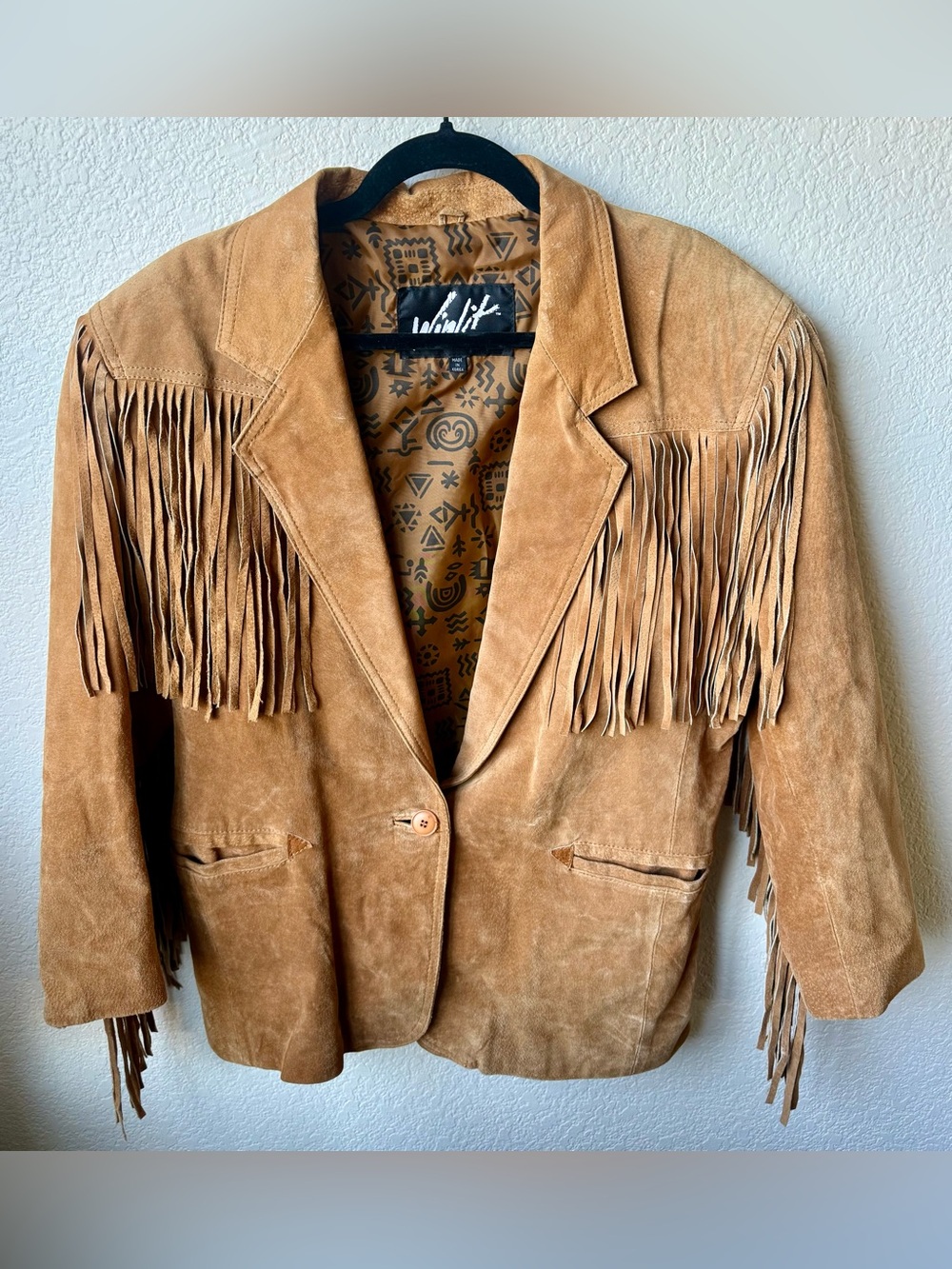 Fringed Suede Jacket in Tan by Winlet
